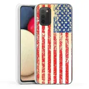 (Vintage USA Flag)ShockProof TPU phone case cover(Clear)for Samsung Galaxy A02S