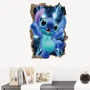 3D Disney Stitch Broken Wall Stickers For Kids Baby Home Art Decor Removable