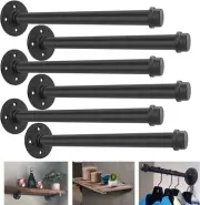 6 Pack Industrial Pipe Shelf Brackets 12 Inches Iron Pipe Floating Shelf Bracket
