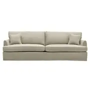 [Florabelle Living] Slip Cover Only - Byron 4 Seat Hamptons Sofa Natural w/White piping Linen Blend