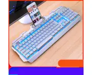 Wired Gaming Keyboard LED Rainbow Backlit Gaming Keyboard RGB Gaming -Metallic white ice blue