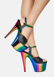 [Pleaser] Psychedelic UV Rainbow Platform Heels