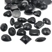 100 Black Color Assorted Shape Flatback Acrylic Rhinestone Gems No Hole