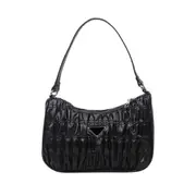 Fashion Women Pleated Handbag PU Leather Female Simple Shoulder Underarm Clutch Purse Shopping Tote