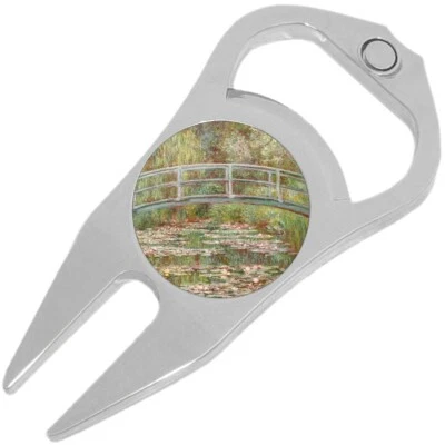 Monet Bridge Flowers Golf Ball Marker Divot Repair Tool Bottle Opener