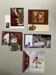 Christmas Cards Set Of 5 Mixed Holiday Season Greetings Santa Clause Snowman