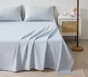 Twin Size Blue Single Flat Sheet Only-Extra Soft, Breathable Bedding Flat She...