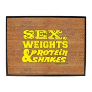 Gym Swps Sex Weights Protein Shakes D1 Yellow - Funny Novelty Doormat Man Cave Floor mat
