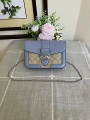 NWT Coach Georgie Crossbody In Signature Canvas Light Khaki/marble Blue