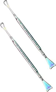 SOESFOUFU 2pcs Stainless Steel Blackhead Scraper Tool Portable Face Extractor Pore Cleaner for Blackhead Removal Travel-friendly Beauty Tool