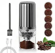 Portable Burr Coffee Grinder with Multiple Adjustable Settings & 35g Capacity, 1200mAh Rechargeable Coffee Bean Grinder, Compact Ceramic Burr for Travel, Camping, Espresso
