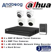 DAHUA 4K 4 Channel NVR+6MP 2 Turret Camera （HDW2831EMP）+2 Tioc Camera （HDW3849H）