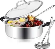 Hot Pot with Divider Stainless Steel Shabu Shabu Pot for Induction Cooktop Gas Stove 11'' Suitable for 2-3 Person (11 inch)