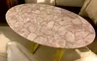 36"x24" Oval Rose Quartz Stone Dining Table Handmade Kitchen Slab Countertop Dec