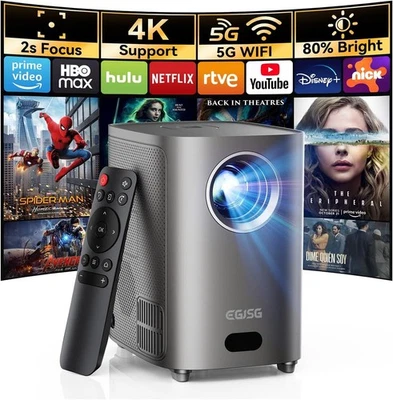 Projector with WiFi and Bluetooth, 1080P Outdoor Projector with Carry Bag