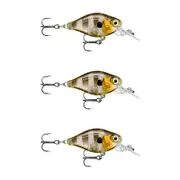 3x Rapala 3.5cm X Light Crank Mid Run Crankbait Fishing Lures - Glassy Gill UV