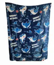 NWT Glow In The Dark Blue Shark Microfleece Throw Blanket 50x60
