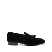 [Gucci] Gucci Double G-tassels Velvet Loafers 9 US BLACK