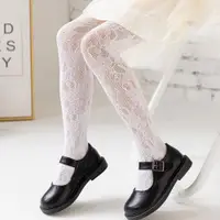 在飛比找ETMall東森購物網優惠-白色蕾絲洛麗塔網眼女童連褲襪