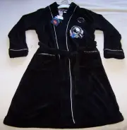 Collingwood Magpies AFL Boys Black Embroidered Fleece Dressing Gown Size 14/16