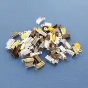 100 Cord End Caps Assorted Tone 12mm x 5mm Crimp End Tips - FD401