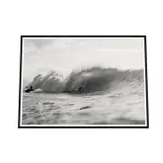 Galrie Stunning Black and White Surfing Photography - Surfing Big Break Art Print, Black Frame, A0 84 x 119cm (33 x 47inch)
