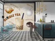 3D Pearl Tea G221 Bubble Tea Milk Tea Shop Wallpaper Wall Murals Self-adhesive