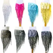 Womens Belly Dance Sequin Tassel Fringe Net Wrap Skirt Hip Scarf Belt Triangle