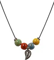 [MINACHI] Bohemian Colorful Ceramic Beads Lariat Necklace, Tassel Beaded Jewelry, Gifts for Women and Girls