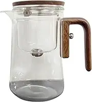 Gla Teapot with Infuser - Heat-Resistant Clear Water Department Carafe with Wooden Handle | Anti-Spill Tea Steeper - for Residence in Home Construction at Workplace Home School