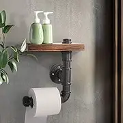 Artiss Floating Wall Shelf, 23cm Width Bookshelf Bathroom Shelves Display Pipe Shelving Rack Bracket Home Office Bedroom Living Room Kitchen Furniture, DIY Industrial Rustic Brown