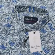 Robert Graham NWT Leif Casual Button Down Shirt Size M Tailored in Blue Tropical