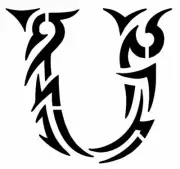 "TRIBAL U" Design Letter Stencil Name Initial Alphabet 4" 5" 6" 7" Inch Sheet