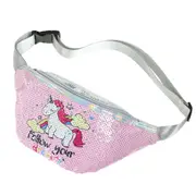 2 Pcs Fashion Pink Fanny Pack Sequins Print Children'S Shoulder Belt Bags Kids Phone Pouch Cartoon Unicorn Waist Bag For Women/Girl