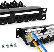 Enmane 24 Port Patch Panel CAT6A Rack Mount 19inch Ethernet Patch Panel Punch Down for Cat6A,Cat6, Cat5e, Cat5 Cabling