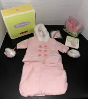 American Girl BITTY BABY Doll Bundle Up Bunting Pink Heart Button snowsuit set