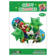 5PC Super Mario Yoshi Foil Balloon Set Birthday Party Supplies Decoration
