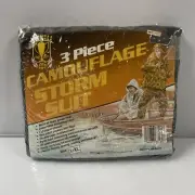KMART 3-Piece Camouflage Storm Suit HEAVY GAUGE VINYL SZ L-XL VTG