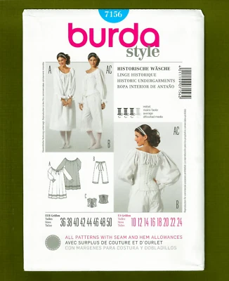 Historic Undergarments Sewing Pattern~Corset, Pants, Shirt (10-24) Burda 7156