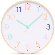 Clocksicle Silent Wood Wall Clock, Rainbow, 50cm