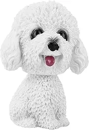 Bobble Head Dog, Car Decoration, Car Interior Dashboard Ornament for Desk Tabletop Office Decor(Teddy (White))