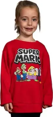 Unisex Children Super Mario World Characters Kids Red Cotton Sweatshirt