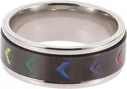 [WOFASHPURET] Gay Ring Pride Stuff Pride Gay Stuff Stainless Steel Rings Lgbtq Accessories Pride Rainbow Ring Rainbow Ring Rainbow Ring Decor Lesbian Ring Rings for Women Pride Ring