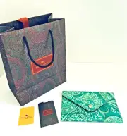 Etro Pouch NWT Green Etro Print Coated Fabric Envelope Clutch Bag Retail $390