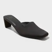 Women's Jessica Square Toe Mule Satin Heels with Memory Foam Insole -