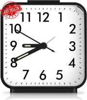 Analog Alarm Clock, Silent Non Ticking Small Clock, Travel Alarm Clock with Snoo