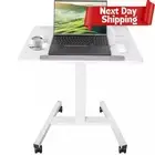 Mobile Laptop Desk Rolling Table Tilting Angle Height Adjustable Standing Table