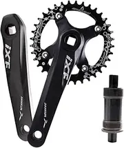 Bike Crankset, 170mm Square Tapered Mountain Bike 104BCD Aluminum Alloy Crankset 36T Narrow Wide Round Chainring Crank Arm Set MTB Cranksets with BB