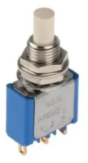 2x Apem PUSH BUTTON SWITCHES 100mA 30V DC Momentary SPDT Solder, Cylinder GREY