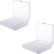 50Pcs Transparent Plastic Sewing Machine Bobbins with 2Pcs Bobbin Case for Broth